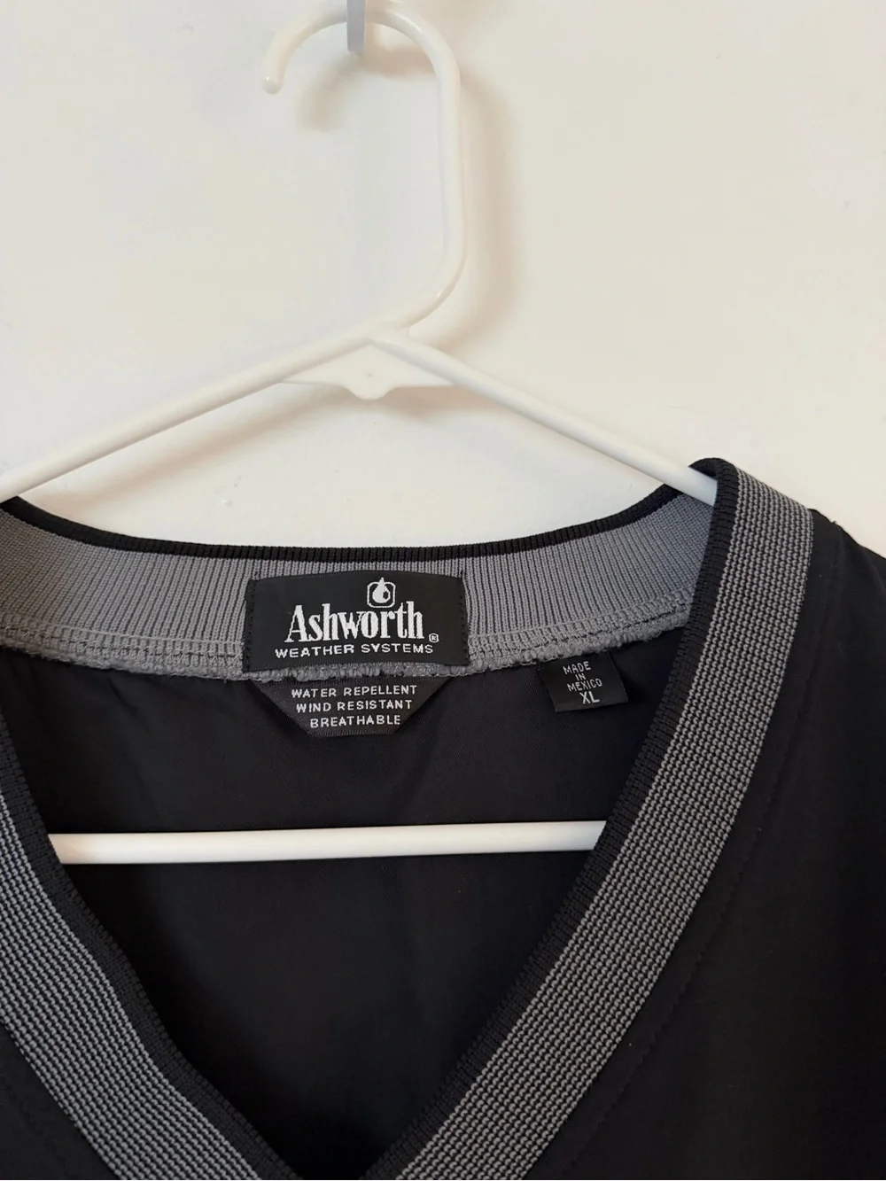 Ashworth Black V-Neck Golf Vest with Gray Trim
